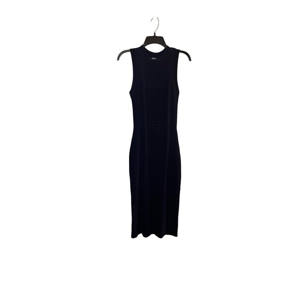 NWT-Worthington Womens Sleeveless Midi Sweater Dress Navy XS side slit slip - Picture 7 of 15